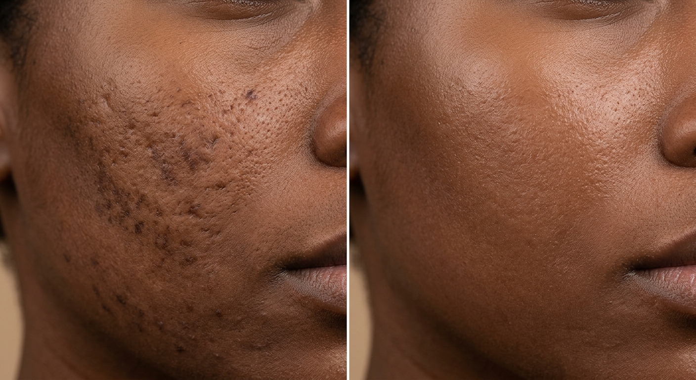 Acne scarring treatment results — after